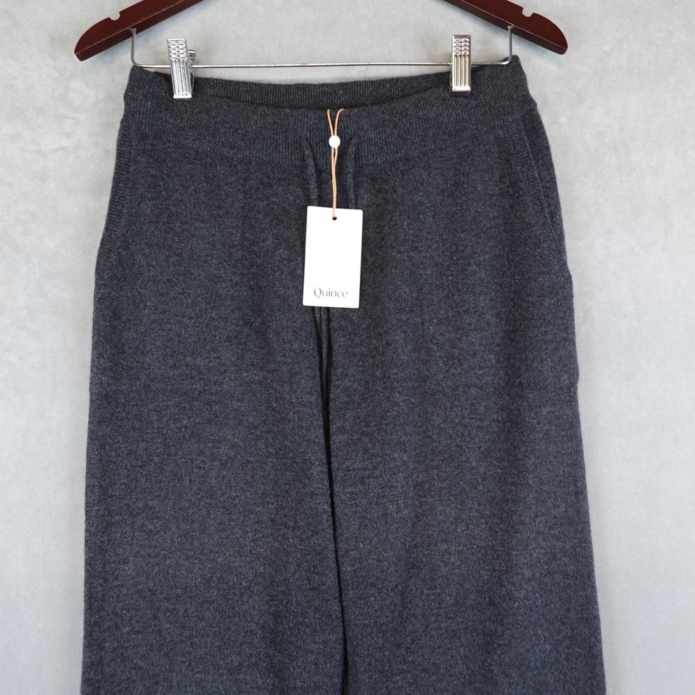 NWT Quince Mongolian Cashmere Pants Women Straight Leg Heather Charcoal Medium - Picture 2 of 10